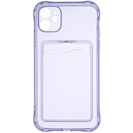 Силиконовый чехол для Apple iPhone 11 Silicone Card Holder с защитой камеры Сиреневый