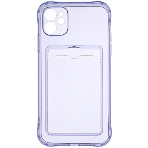 Силиконовый чехол для Apple iPhone 11 Silicone Card Holder с защитой камеры Сиреневый