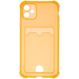 Силиконовый чехол для Apple iPhone 11 Silicone Card Holder с защитой камеры Оранжевый