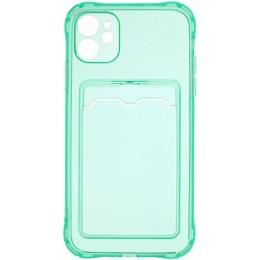 Силиконовый чехол для Apple iPhone 11 Silicone Card Holder с защитой камеры Мятный
