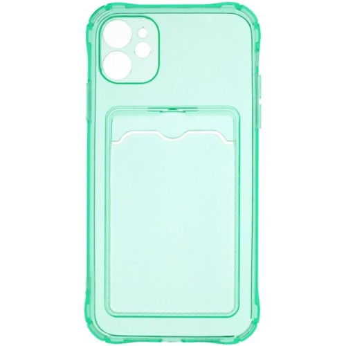 Силиконовый чехол для Apple iPhone 11 Silicone Card Holder с защитой камеры Мятный