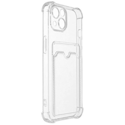 Силиконовый чехол для Apple iPhone 13 Mini TPU 1.5мм с защитой камеры и кардхолдером Прозрачный