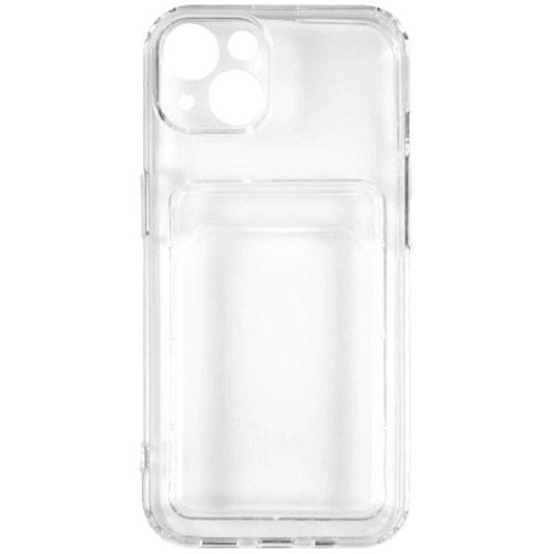 Силиконовый чехол для Apple iPhone 13 Mini TPU 1.6мм с картхолдером и защитой камеры Прозрачный