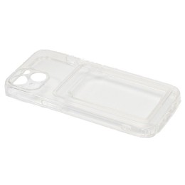 Силиконовый чехол для Apple iPhone 14 Card Holder с защитой камеры Прозрачный