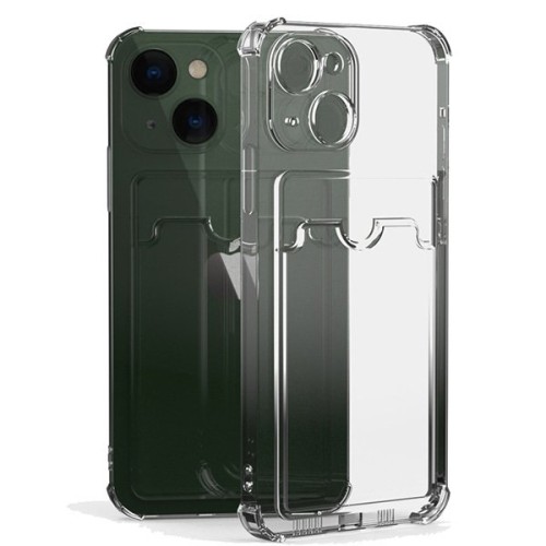 Силиконовый чехол для Apple iPhone 14 Card Holder с защитой камеры Прозрачный