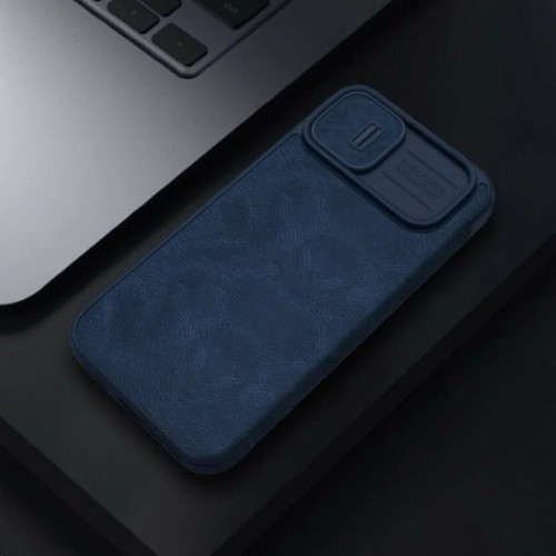 Чехол книжка для Apple iPhone 14 Nillkin Slider с картхолдером Синий