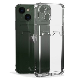 Силиконовый чехол для Apple iPhone 14 Plus Card Holder с защитой камеры Прозрачный