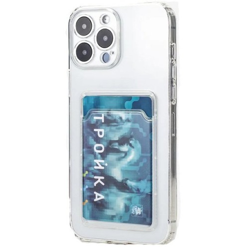 Силиконовый чехол для Apple iPhone 14 Pro Max Card Holder с защитой камеры Прозрачный