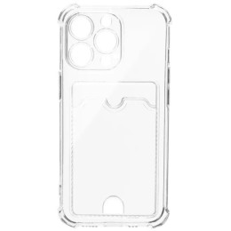 Силиконовый чехол для Apple iPhone 14 Pro Max TPU 1.5мм с картхолдером с усиленными углами и защитой камеры Прозрачный
