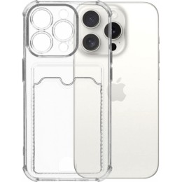 Силиконовый чехол для Apple iPhone 15 Pro Silicone Card Holder с защитой камеры Прозрачный