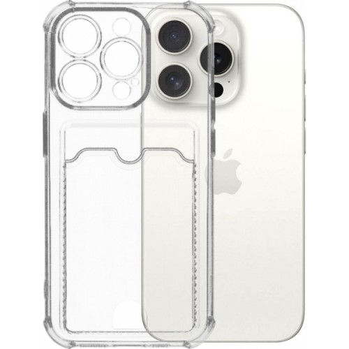 Силиконовый чехол для Apple iPhone 15 Pro Silicone Card Holder с защитой камеры Прозрачный