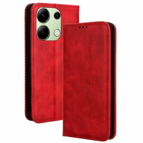 Чехол-книжка для Xiaomi Redmi Note 13 Fashion Case на магнитах с визитницей Темно-красный