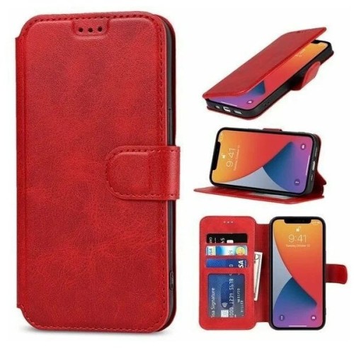 Чехол-книжка для Infinix Hot 50 Fashion Case на магнитах с визитницей Темно-красный