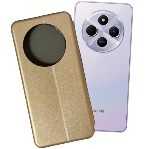 Чехол-книжка для Xiaomi Redmi 14C / Poco C75 Fashion Case на магнитах с визитницей Золотой