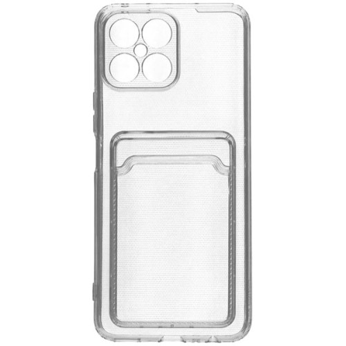 Силиконовый чехол для Honor X8 Silicone Card Holder с защитой камеры Прозрачный