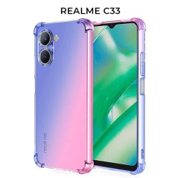 Силиконовый чехол для Realme C33 Krieger 1.5мм противоударный Сине розовый