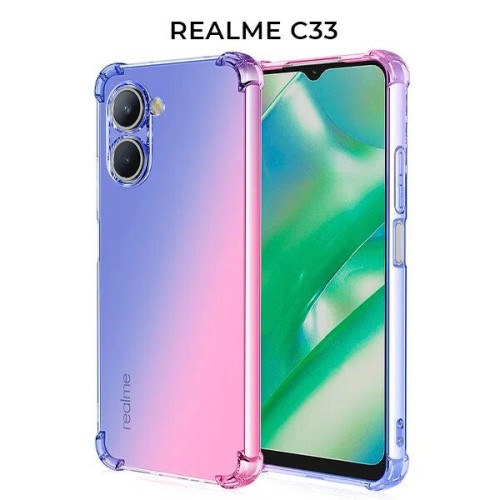 Силиконовый чехол для Realme C33 Krieger 1.5мм противоударный Сине розовый