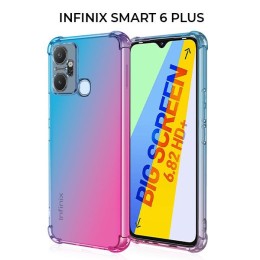 Силиконовый чехол для Infinix Smart 6 Plus Krieger 1.5мм противоударный Сине розовый