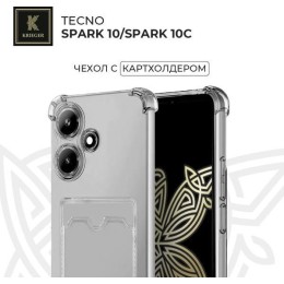 Силиконовый чехол для Tecno Spark 10 / Tecno Spark 10C Krieger с кардхолдером Прозрачный