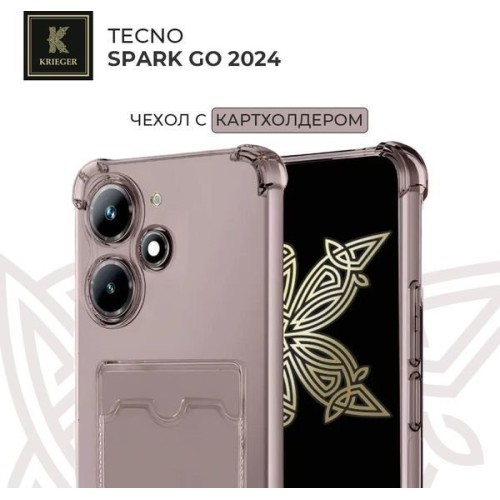 Силиконовый чехол для Tecno Spark Go 2024 Krieger с кардхолдером Серый