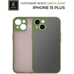 Силиконовый чехол для Apple iPhone 15 Plus Krieger матовый Хаки