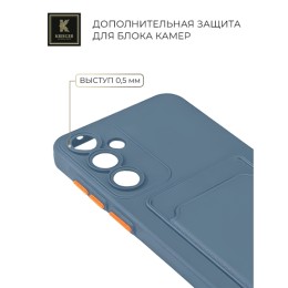 Силиконовый чехол для Samsung Galaxy A55 Krieger с кардхолдером Голубой