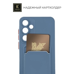 Силиконовый чехол для Samsung Galaxy A55 Krieger с кардхолдером Голубой