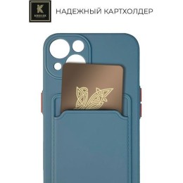 Силиконовый чехол для Apple iPhone 13 Krieger с кардхолдером Голубой