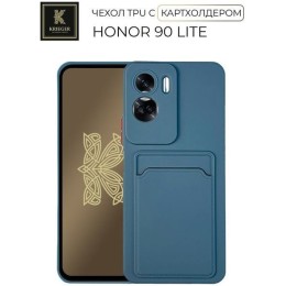 Силиконовый чехол для Honor 90 Lite Krieger с кардхолдером Голубой