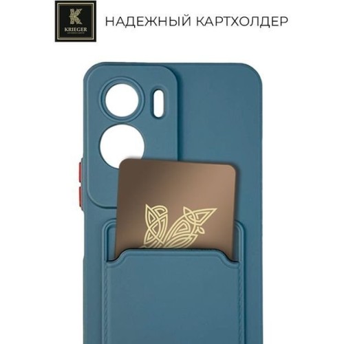 Силиконовый чехол для Honor 90 Lite Krieger с кардхолдером Голубой