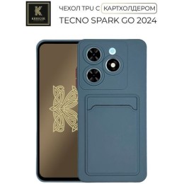 Силиконовый чехол для Tecno Spark Go 2024 Krieger с кардхолдером Голубой
