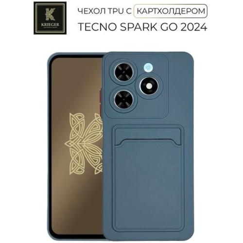 Силиконовый чехол для Tecno Spark Go 2024 Krieger с кардхолдером Голубой
