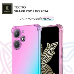 Силиконовый чехол для Tecno Spark Go 2024 Krieger противоударный Розово-зеленый