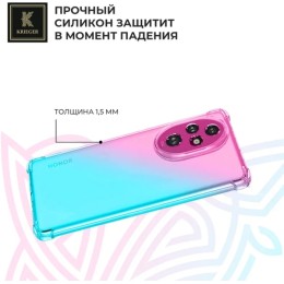 Силиконовый чехол для Honor 200 Pro Krieger противоударный Розово - Зеленый