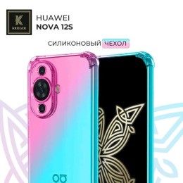 Силиконовый чехол для Huawei Nova 12s Krieger противоударный Розово - Зеленый