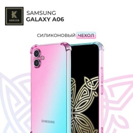 Силиконовый чехол для Samsung Galaxy A06 Krieger противоударный Розово - Зеленый