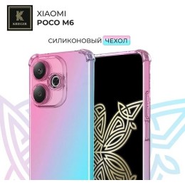 Силиконовый чехол для Xiaomi Poco M6 Krieger противоударный Розово - Зеленый