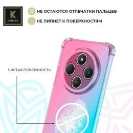 Силиконовый чехол для Xiaomi Redmi 14c Krieger противоударный Розово - Зеленый