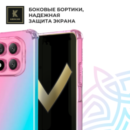 Силиконовый чехол для Xiaomi Redmi Note 14 Pro Krieger Mix 1.5мм противоударный Розово-зеленый