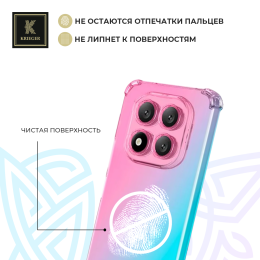 Силиконовый чехол для Xiaomi Redmi Note 14 Pro Krieger Mix 1.5мм противоударный Розово-зеленый