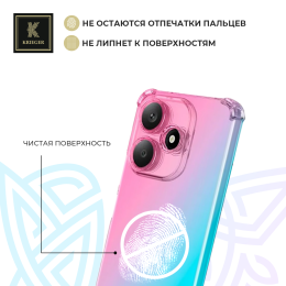 Силиконовый чехол для Xiaomi Redmi Note 14 Krieger Mix 1.5мм противоударный Розово-зеленый