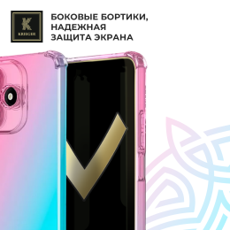 Силиконовый чехол для Xiaomi Redmi Note 14 Krieger Mix 1.5мм противоударный Розово-зеленый