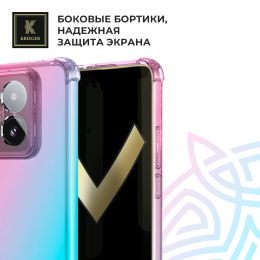 Силиконовый чехол для Xiaomi 15 Pro Krieger Mix 1.5мм противоударный Розово-зеленый