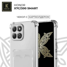 Силиконовый чехол для Honor x7c / Honor 200 Smart с кармашком для карты Krieger прозрачный