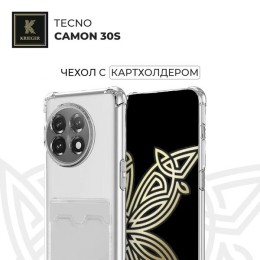Силиконовый чехол для Tecno Camon 30s/Tecno Camon 30 Pro с кармашком для карты Krieger прозрачный