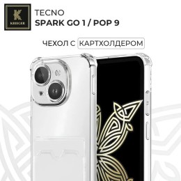 Силиконовый чехол для Tecno Spark Go 1/Tecno Pop 9 с кармашком для карты Krieger прозрачный
