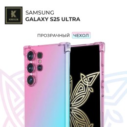 Силиконовый чехол для Samsung Galaxy S25 Ultra Krieger Mix 1.5мм противоударный Розово-зеленый