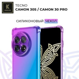Силиконовый чехол для Tecno Camon 30s/Tecno Camon 30 Pro Krieger Mix 1.5мм противоударный Фиолетово-синий