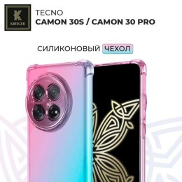 Силиконовый чехол для Tecno Camon 30s/Tecno Camon 30 Pro Krieger Mix 1.5мм противоударный Розово-зеленый
