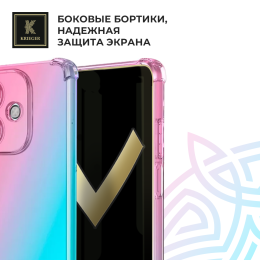 Силиконовый чехол для Oppo A3x 5G/ Oppo A3 5G/ Oppo A40 4G/ Oppo A60 5G Krieger Mix 1.5мм противоударный Розово-зеленый
